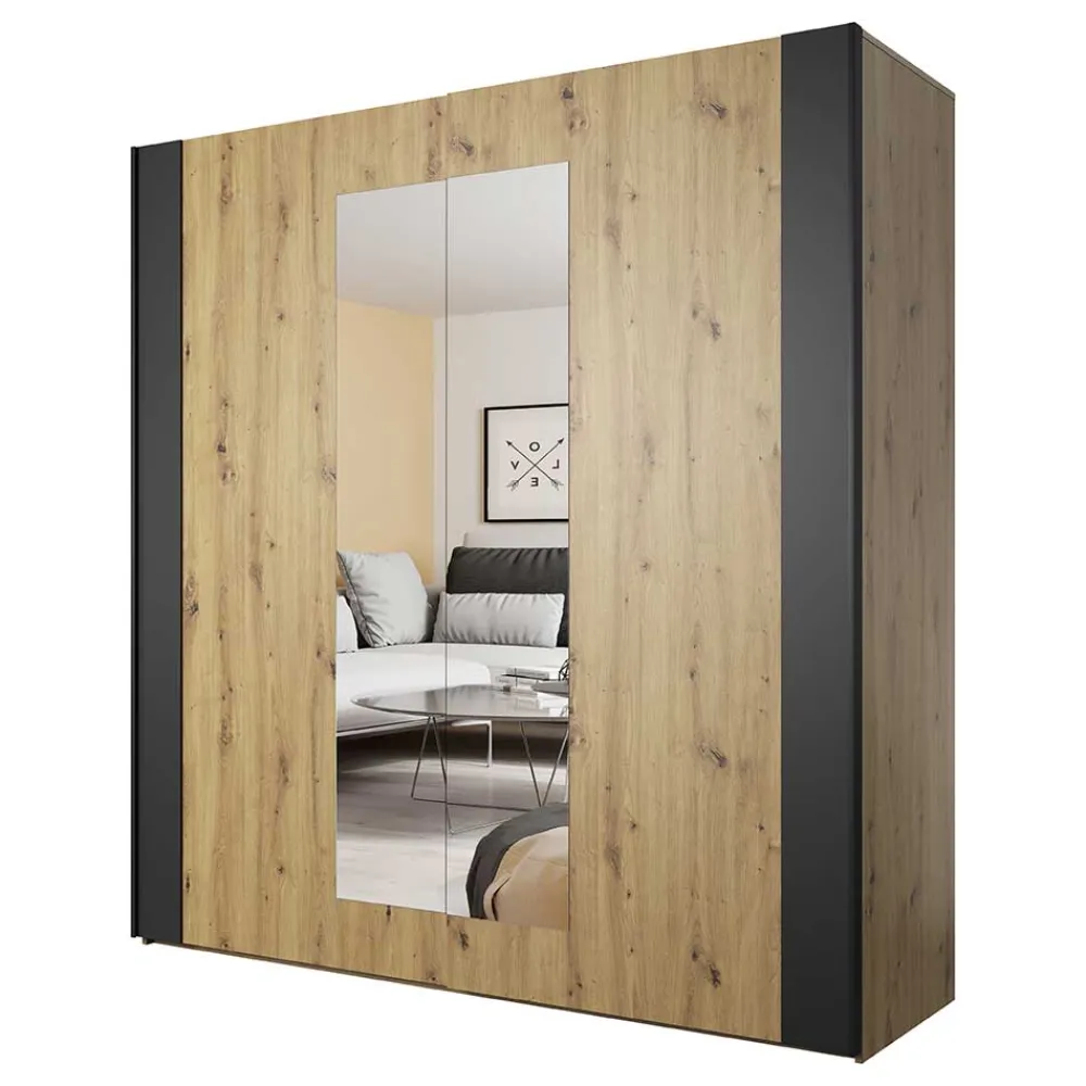 Wohnen Schlafzimmerschrank in Wildeiche NB & Schwarz - Potsdam