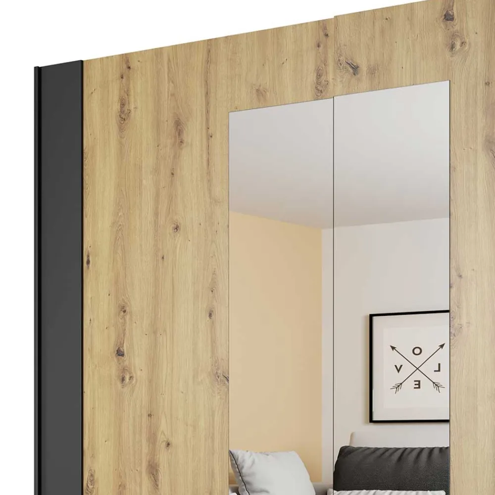 Wohnen Schlafzimmerschrank in Wildeiche NB & Schwarz - Potsdam