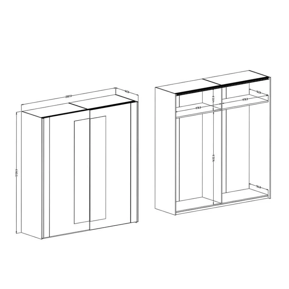 Wohnen Schlafzimmerschrank in Wildeiche NB & Schwarz - Potsdam
