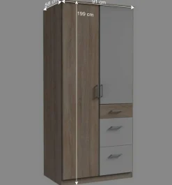 Wohnen Schlafzimmerschrank mit drei Schubladen & zwei Türen - Coros