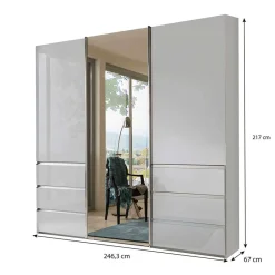 Wohnen Kleiderschränke|Kleiderschränke*Schlafzimmerschrank mit Parsol Spiegeltür - Babaco