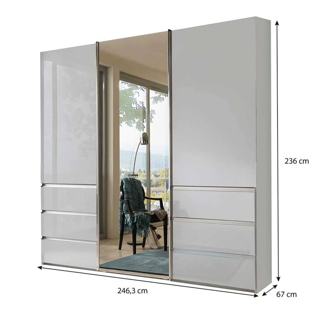 Wohnen Kleiderschränke|Kleiderschränke*Schlafzimmerschrank mit Parsol Spiegeltür - Babaco