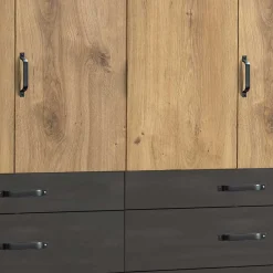 Wohnen Schwarze Möbel|Kleiderschränke*Schlafzimmerschrank mit sechs Schubladen & Türen - Bram