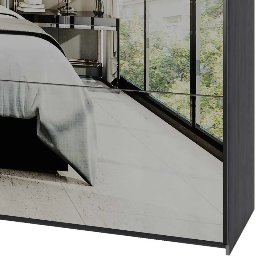 Wohnen Schlafzimmerschrank mit Schwebetüren in Eiche Grau - Carika