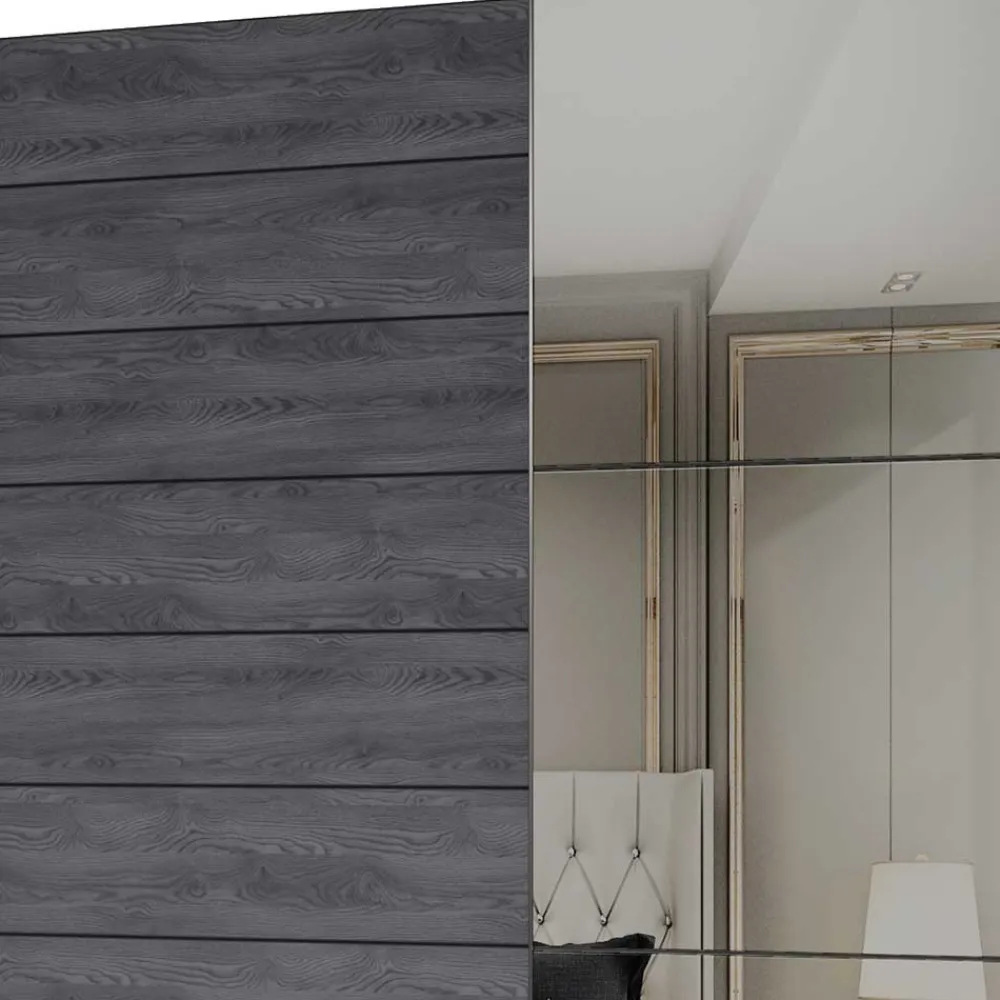 Wohnen Schlafzimmerschrank mit Schwebetüren in Eiche Grau - Carika