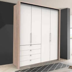 Wohnen Kleiderschränke|Kleiderschränke*Schlafzimmerschrank mit vier Schubladen Soft Close - Vaclyn