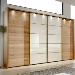 Wohnen Weiße Möbel|Naturholzmöbel*Schlafzimmerschrank Waruna mit Schiebetüren