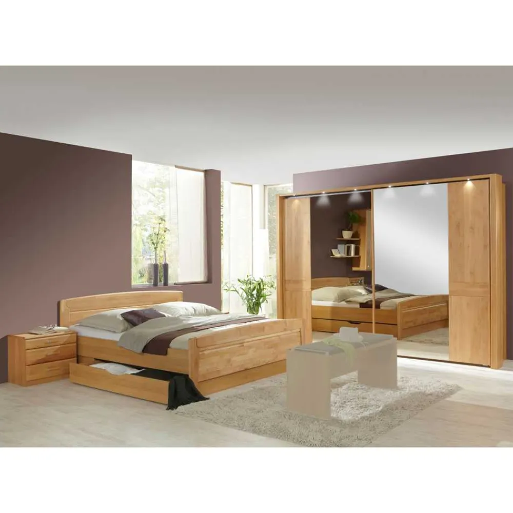 Wohnen Schlafzimmer-Set Bordeaux aus Erle (vierteilig)