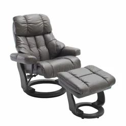 Wohnen Sessel & Hocker|Sessel*Schlammfarbener Ledersessel mit Relaxfunktion Jandrus & Fußhocker (zweiteilig)