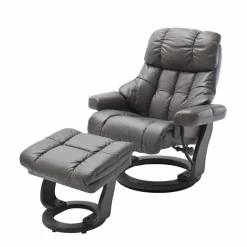 Wohnen Sessel & Hocker|Sessel*Schlammfarbener Ledersessel mit Relaxfunktion Jandrus & Fußhocker (zweiteilig)