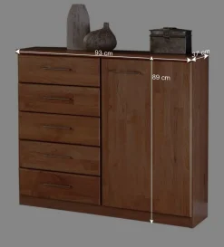 Wohnen Flurkommoden|Küchenschränke*Schmale Kombikommode Apolios in Erle teilmassiv