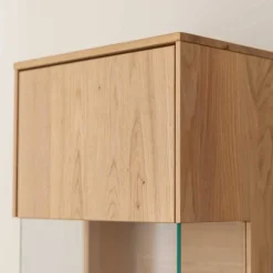 Wohnen Schwarze Möbel|Wohnzimmerschränke*Schmale Massivholz Vitrine mit LED Beleuchtung - Eribella