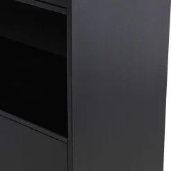 Wohnen Esszimmer-Vitrinen*Schmaler Hochschrank in Schwarz Kiefernholz teilmassiv - Niwidus