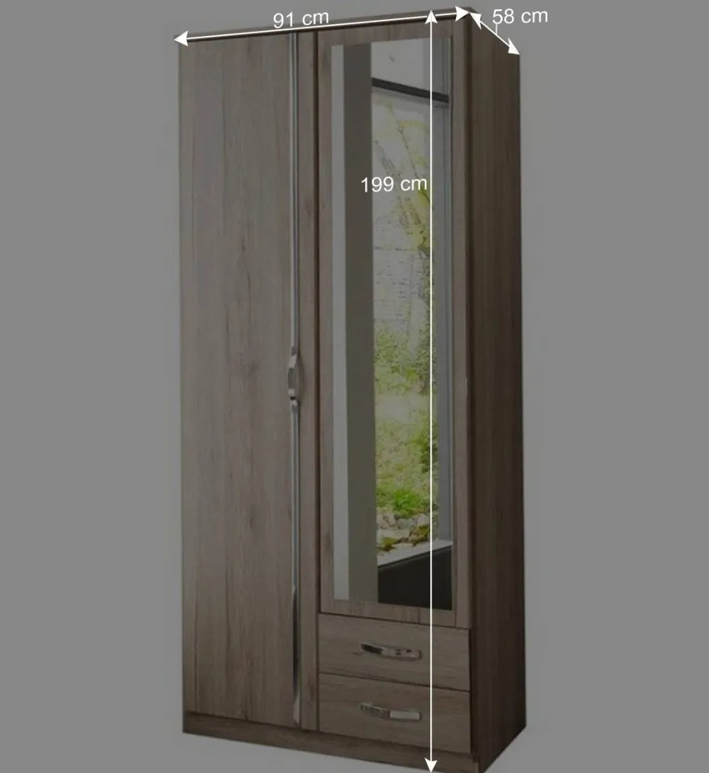 Wohnen Schmaler Kleiderschrank mit zwei Schubladen - Lagunara