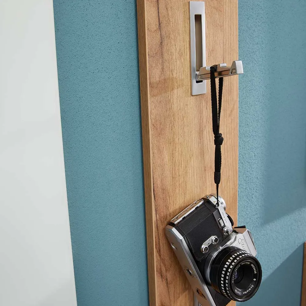 Wohnen Schmales Garderoben Paneel Reestyl in Eichefarben