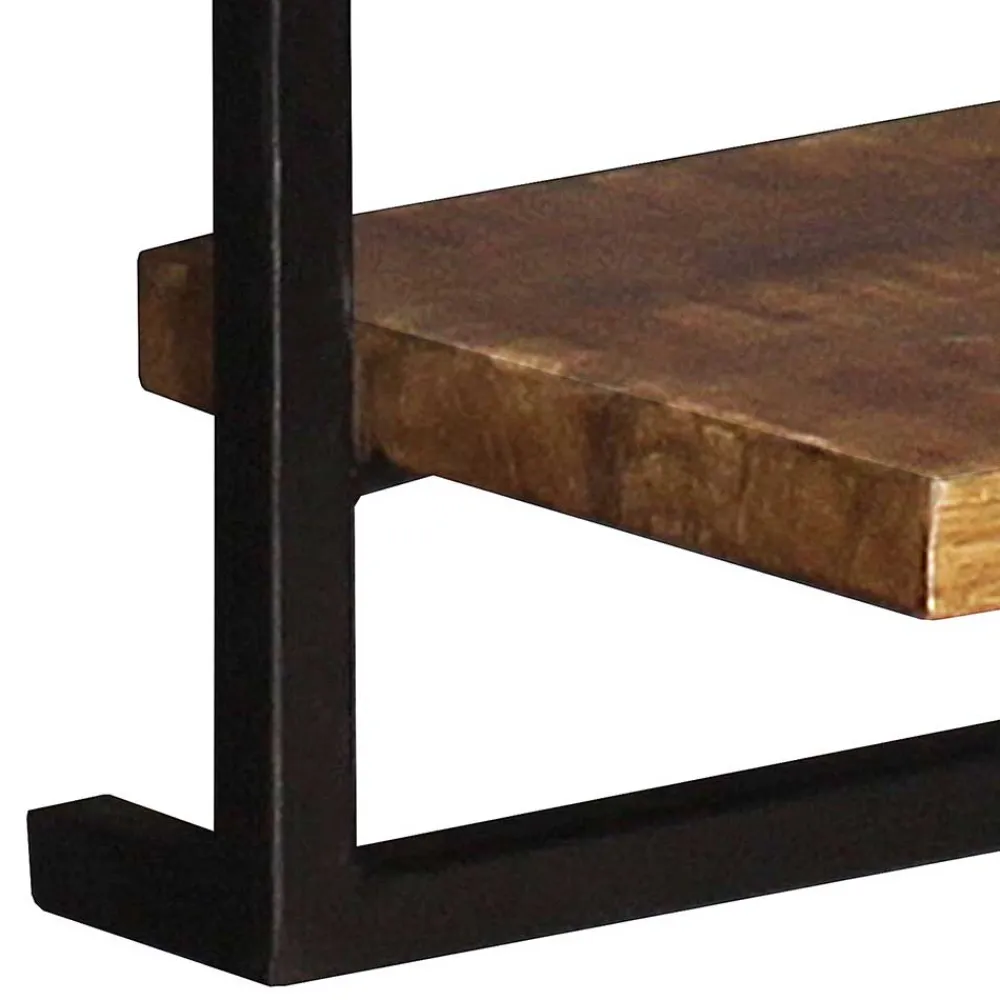 Wohnen Esszimmerregale|Regale*Schmales Industrial Wandregal mit zwei Holzablagen - Evradon