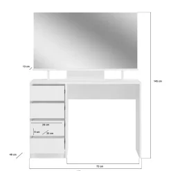 Wohnen Schminktisch mit Spiegel & Ablage - Evyla