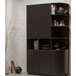 Wohnen Esszimmer-Vitrinen*Schrank einseitig abgerundet in Schwarz - Niwidus