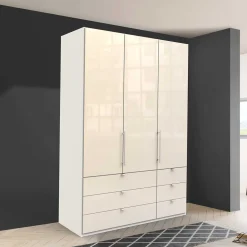 Wohnen Schrank fürs Schlafzimmer in Creme Glas & Weiß - Zidarie