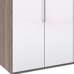 Wohnen Schränke|Kleiderschränke*Schrank in Weiß Glas & Eiche Dunkel - Empresian