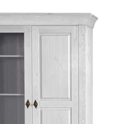 Wohnen Esszimmer-Vitrinen*Schrank Vitrine Satumare in Weiß Kiefer teilmassiv