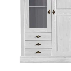 Wohnen Esszimmer-Vitrinen*Schrank Vitrine Satumare in Weiß Kiefer teilmassiv