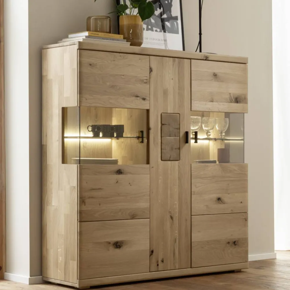 Wohnen Schrankvitrine aus hellem Asteiche Massivholz - Losiamos