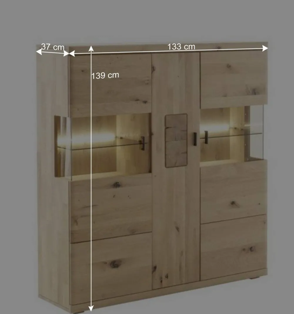 Wohnen Schrankvitrine aus hellem Asteiche Massivholz - Losiamos