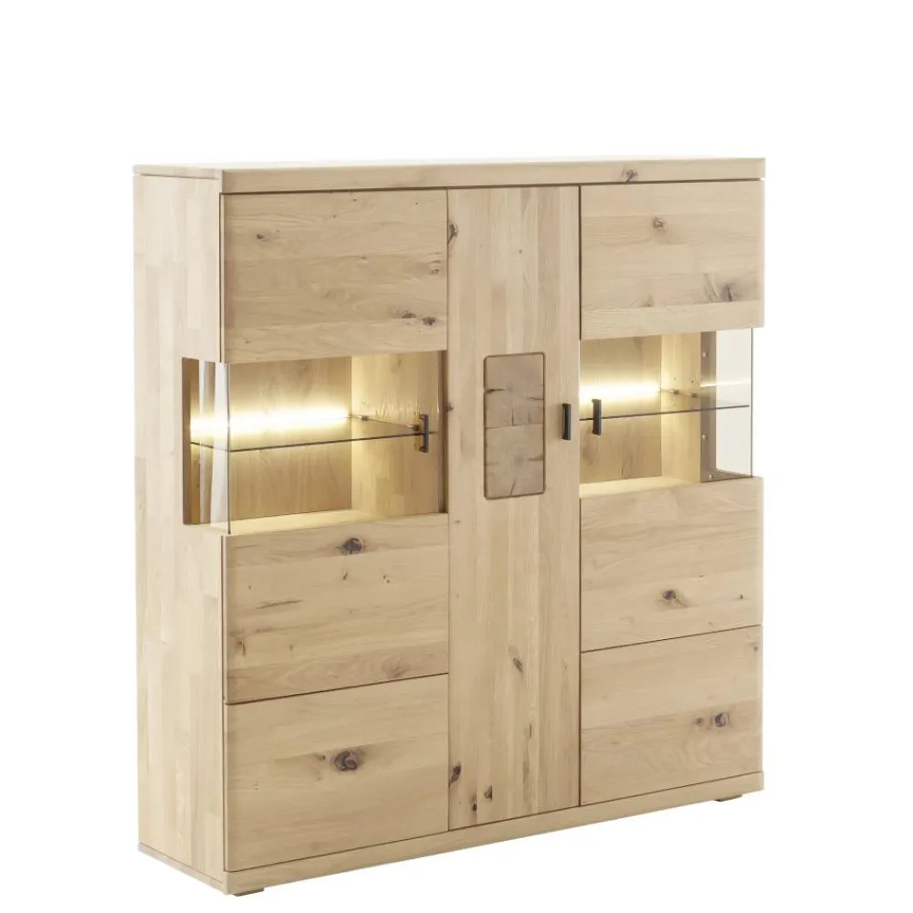 Wohnen Schrankvitrine aus hellem Asteiche Massivholz - Losiamos