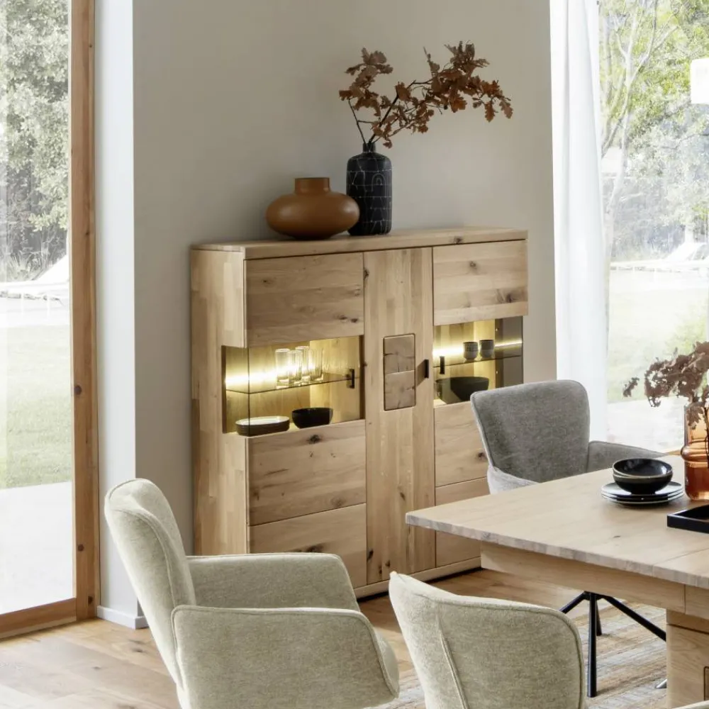 Wohnen Schrankvitrine aus hellem Asteiche Massivholz - Losiamos