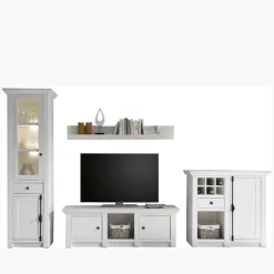 Wohnen Schrankwand Chelles im weißem Landhaus-Stil (vierteilig)