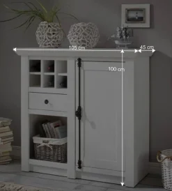 Wohnen Schrankwand Chelles im weißem Landhaus-Stil (vierteilig)