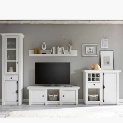 Wohnen Schrankwand Chelles im weißem Landhaus-Stil (vierteilig)