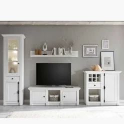 Wohnen Schrankwand Chelles im weißem Landhaus-Stil (vierteilig)