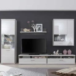 Wohnen Wohnwände|Wohnwand*Schrankwand Tacroma in Weiß Hochglanz (fünfteilig)