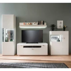 Wohnen Schrankwand Wohnzimmer in Weiß - Hazime (vierteilig)