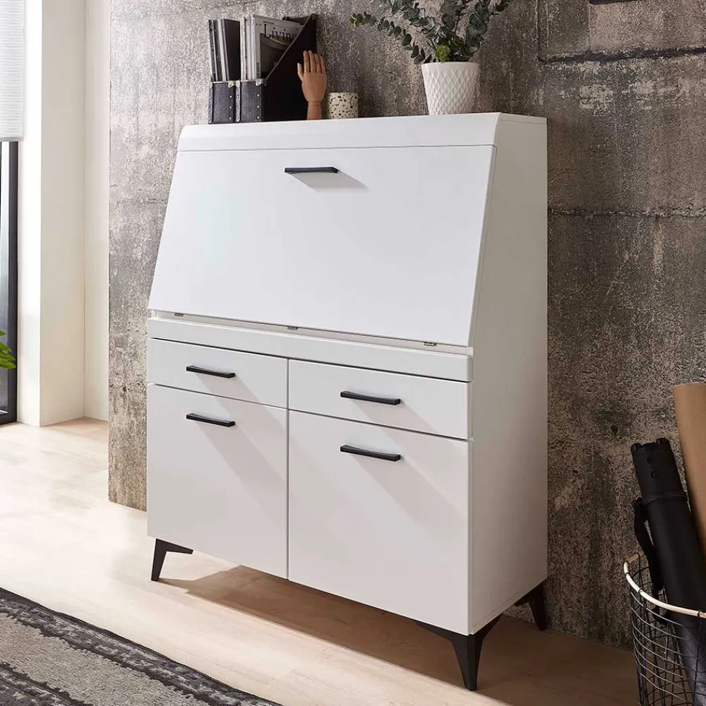 Wohnen Weiße Möbel|Sideboards & Kommoden*Schreibschrank mit Klappe & zwei Türen - Quakes