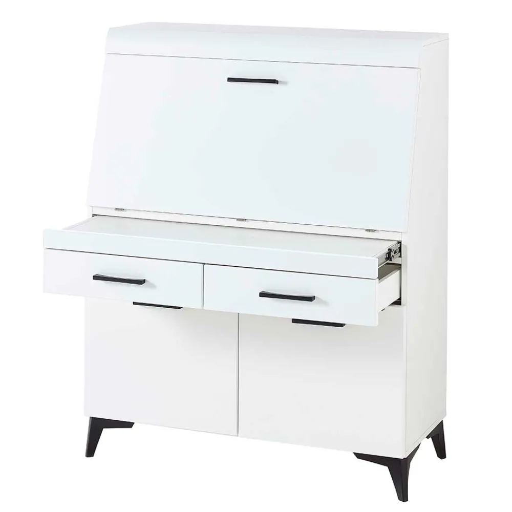 Wohnen Weiße Möbel|Sideboards & Kommoden*Schreibschrank mit Klappe & zwei Türen - Quakes