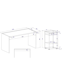 Wohnen Bürotische*Schreibtisch & Regal Kombi - Nonessia (zweiteilig)