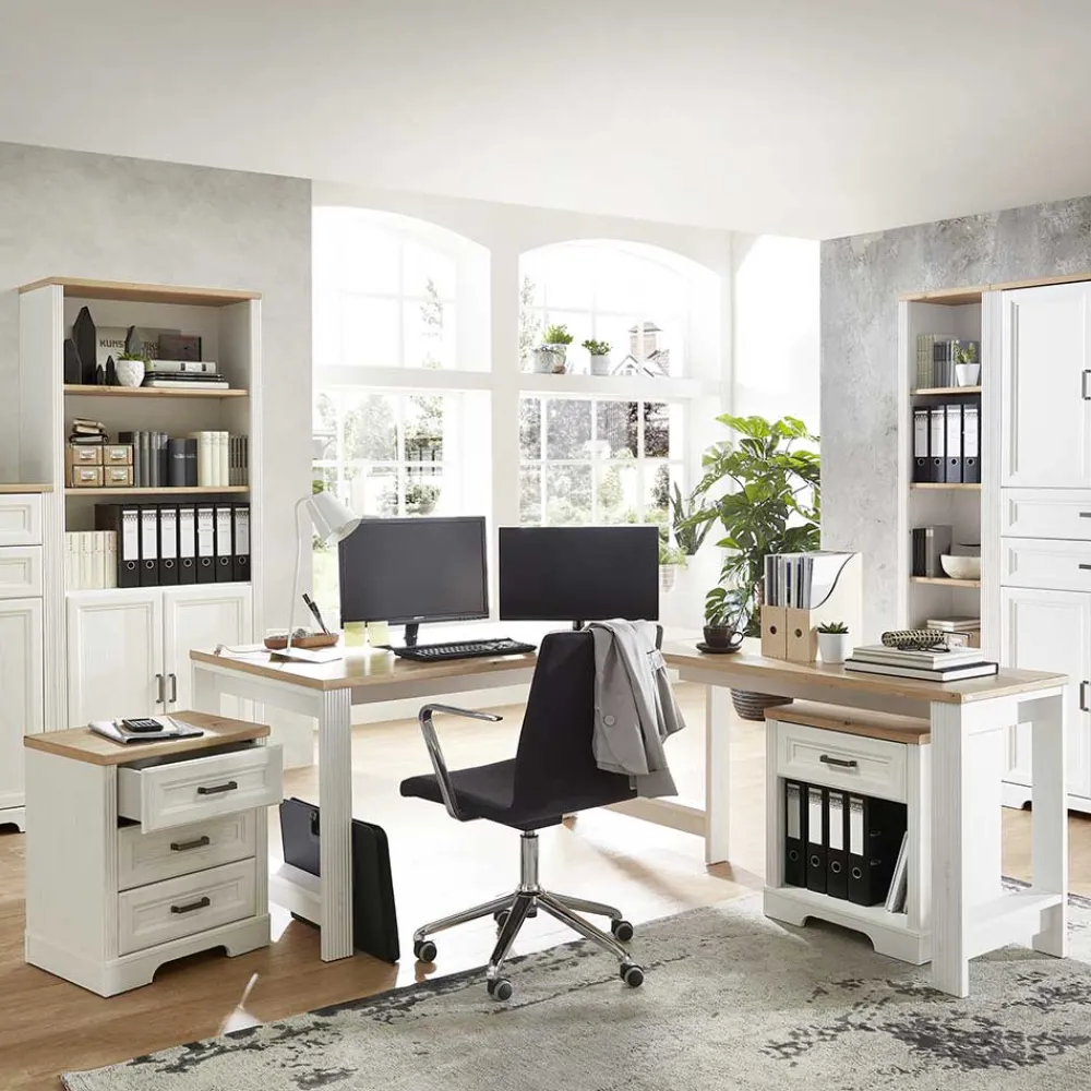 Wohnen Schreibtisch & Rollcontainer Set - Mehady (dreiteilig)