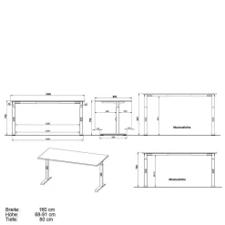Wohnen Schreibtisch & Rollcontainer - 3 Größen - Tila (zweiteilig)