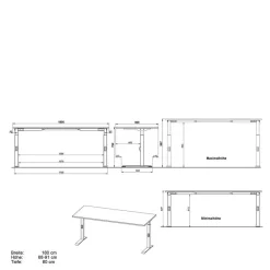 Wohnen Schreibtisch & Rollcontainer - 3 Größen - Tila (zweiteilig)
