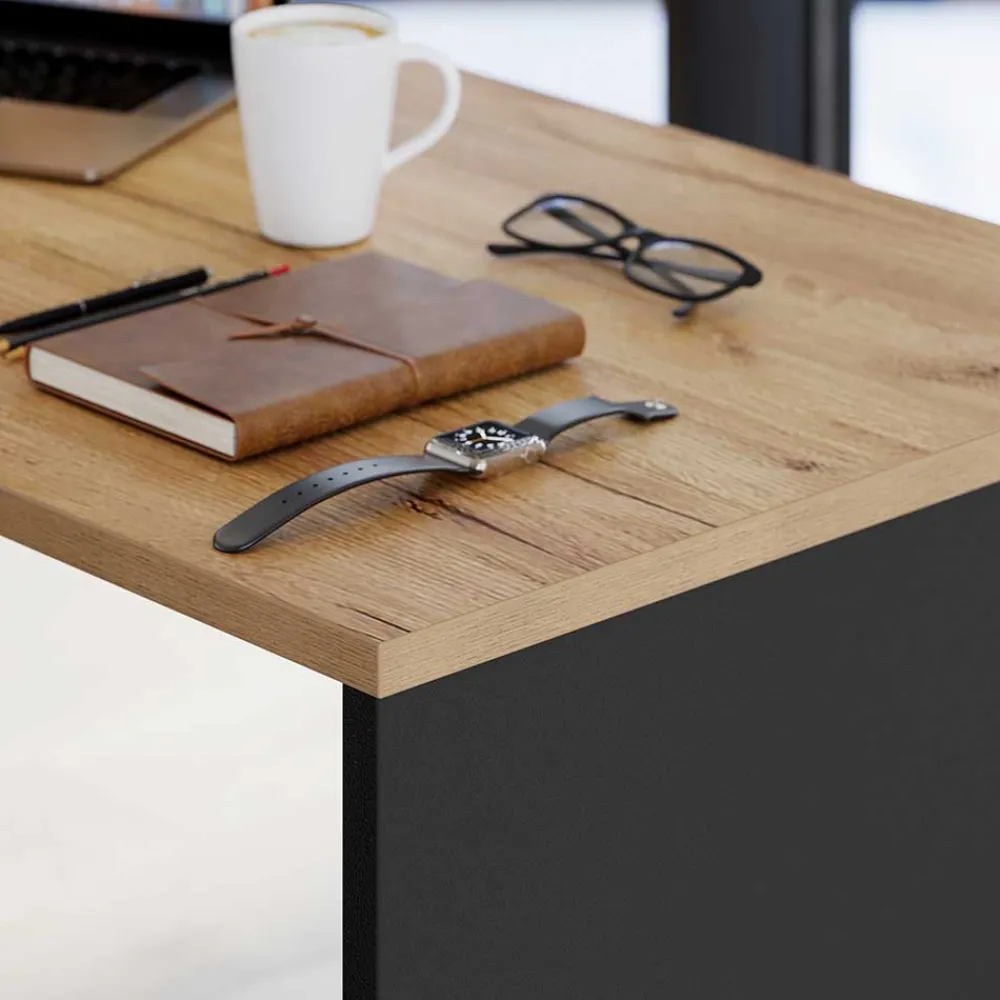 Wohnen Graue Möbel|Bürotische*Schreibtisch & Rollcontainer 158x79 cm - Contrage (zweiteilig)