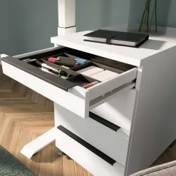 Wohnen Weiße Möbel|Bürotische*Schreibtisch & Rollcontainer Set - Sparkle (zweiteilig)