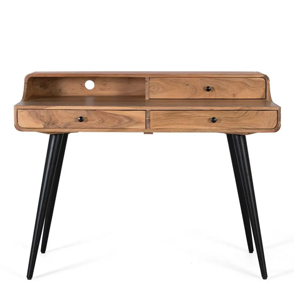 Wohnen Schwarze Möbel|Naturholzmöbel*Schreibtisch aus Akazie Massivholz - Sugora
