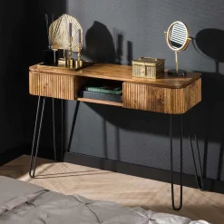 Wohnen Bürotische|Jugendzimmertische*Schreibtisch aus Mangoholz in Sandfarben - Ciabeta