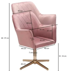 Wohnen Schreibtisch Drehsessel in Rosa Samt - Tsinaton