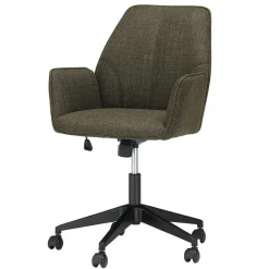 Wohnen Schreibtisch Drehstuhl aus Strukturstoff Oliv Grün - Alexandro