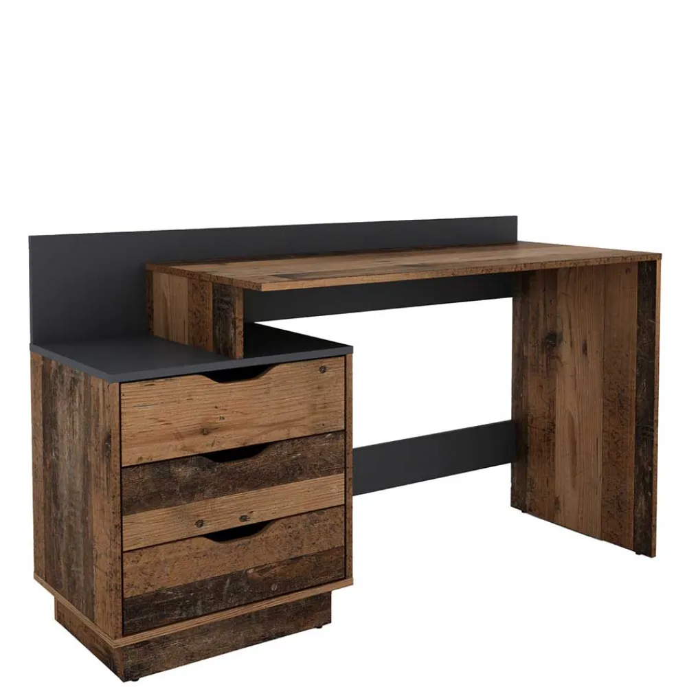 Kinder Wohnen Schreibtisch in Altholz Optik mit Anthrazit - Georgia