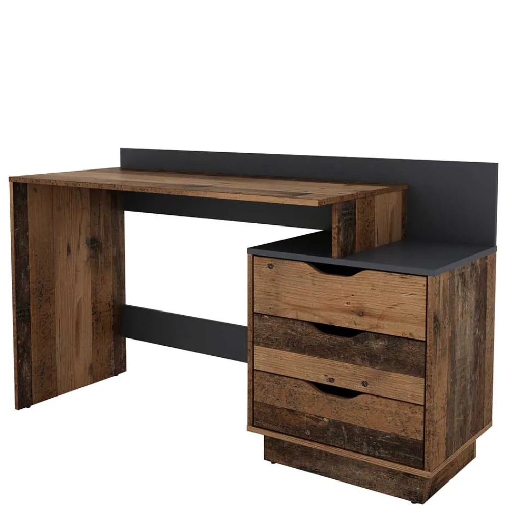 Kinder Wohnen Schreibtisch in Altholz Optik mit Anthrazit - Georgia